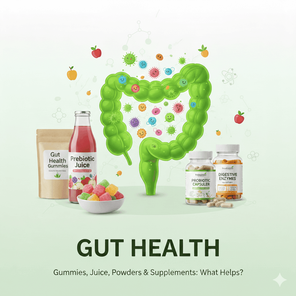 Gut Health Gummies, Juices, Powders