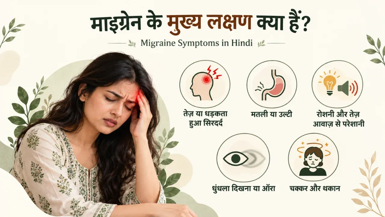 Migraine symptoms in hindi
