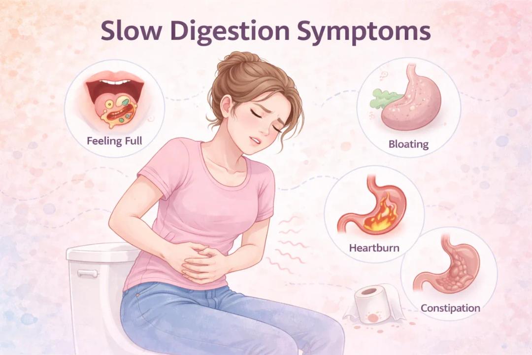 slow digestion symptoms