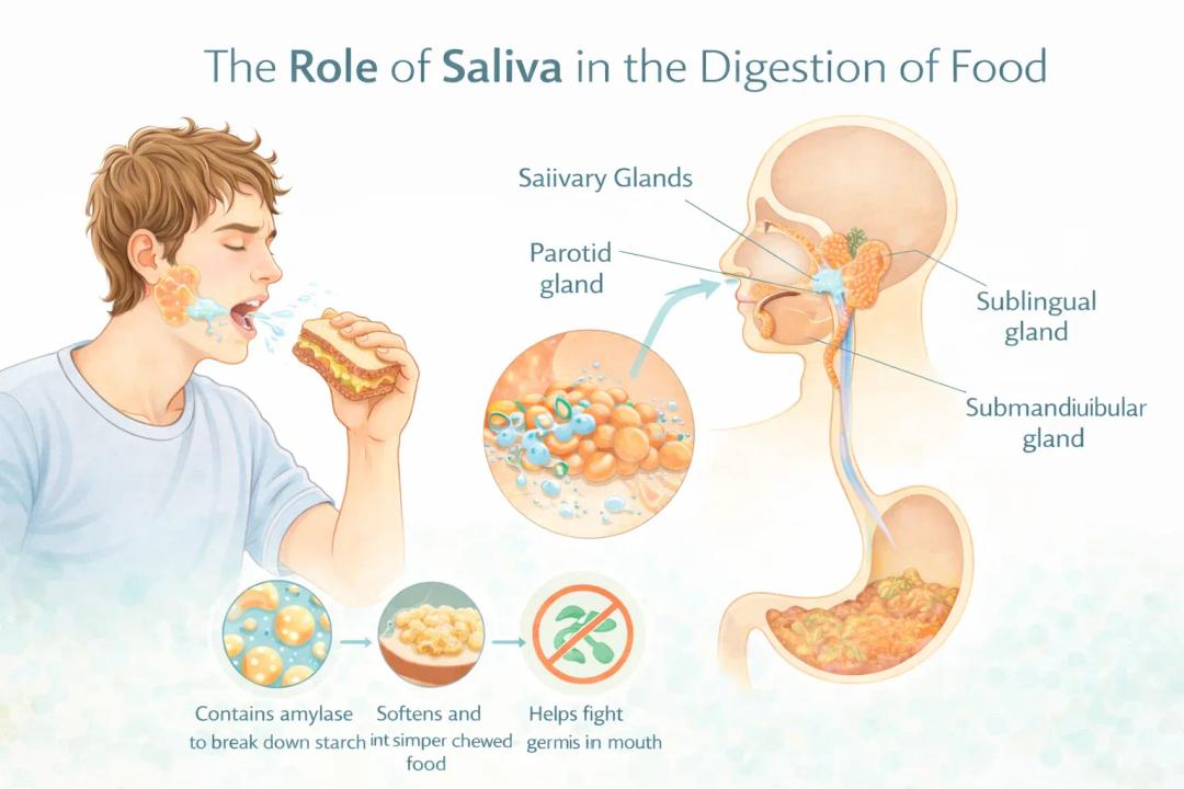 what is the role of saliva in digestion of food