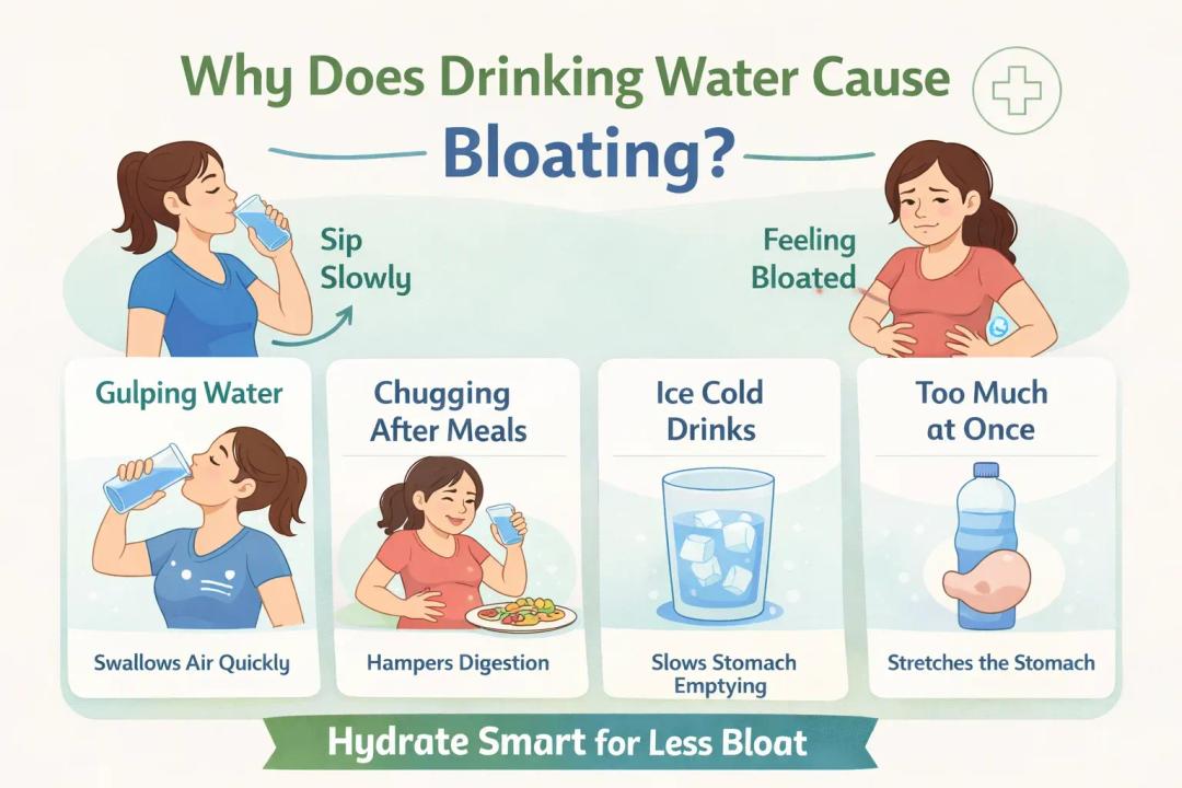 drinking water causes bloating