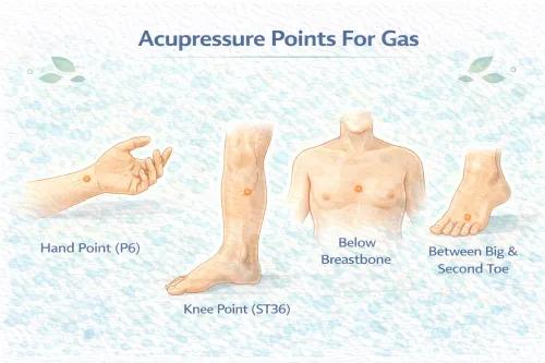 Acupressure Points for Gas: 9 Points for Immediate Gas Relief, Chest Gas & Constipation